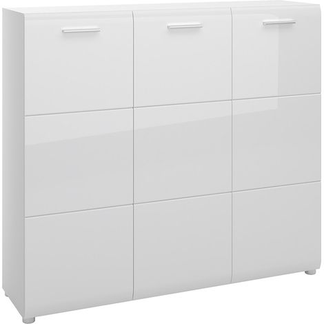 Schuhschrank Kommode 135 cm breit weiß Hochglanz MALABO-129 (1/3)