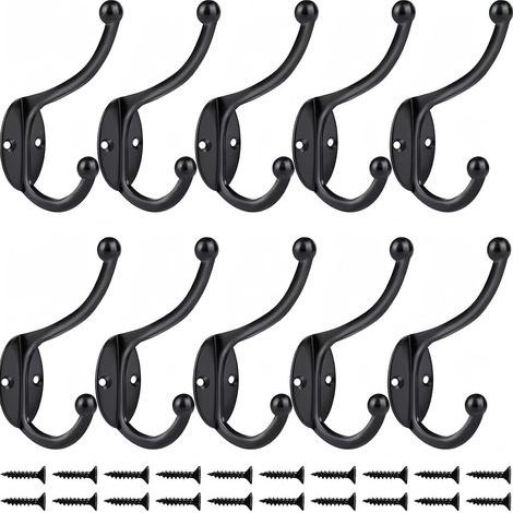(Black)10 Pcs Rétro Crochet Patère Porte Manteau Mural Vintage Crochet de Porte Métal pour Salle de Bain Cuisine Chambre Entrée (1/5)