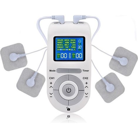 1 Appareil de massage TENS EMS, 10 niveaux d'intensité, stimulateur nerfs et muscles, soulagement douleur dos épaules (1/5)