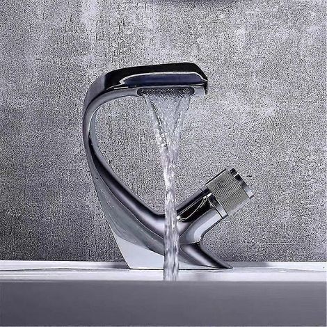 Robinet monotrou pour lavabo eau froide/chaude, robinet de cuisine à poser, plaqué