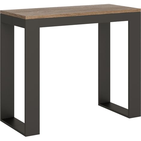 Consolle allungabile 90x40/196 cm Tecno Small Evolution Quercia Natura telaio Antracite (1/5)
