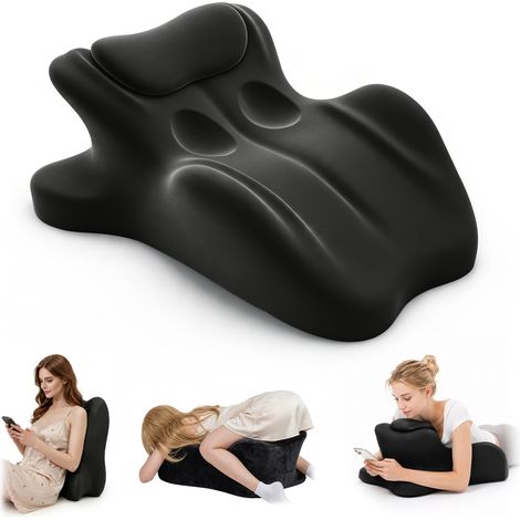 Oreiller Ergonomique en Mousse à Mémoire de Forme – Coussin Ventral pour Dormir sur le Ventre et Intimité, Rebond Lent, Housse Amovible et Lavable