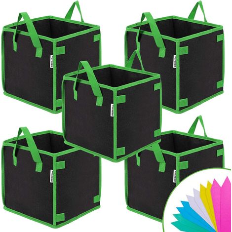 Lot de 5 sacs de culture carrés, sacs en tissu épais avec poignées pour jardin intérieur et extérieur (1/5)
