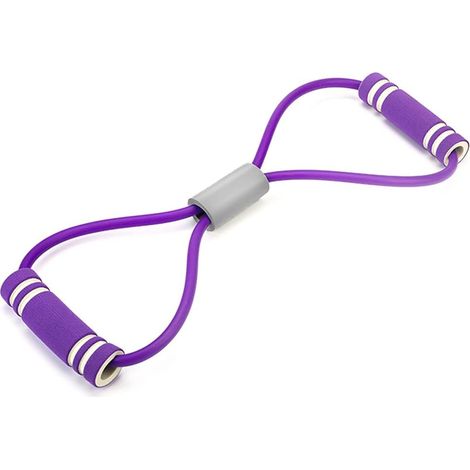 Corde élastique de résistance en forme de huit avec poignées mousse pour yoga pilates et musculation pectoraux ultra durable et déformable (1/5)