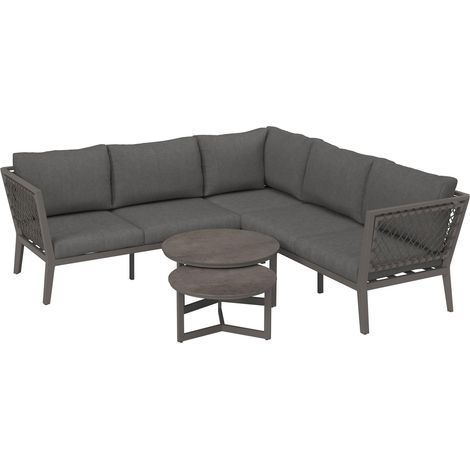 Mömax Loungegarnitur Malou Grau Outdoorstoff/Metall +Abdeckung (1/5)