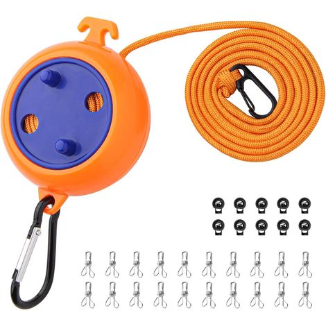 Corde à Linge Extensible de 10 m avec 10 Boucles Fixes et 20 Pinces à Linge résistantes au Vent, Corde à Linge de Vacances en Plein air Séchoir à Linge pour Salle de Bain, buanderie, Jardin ou (1/5)
