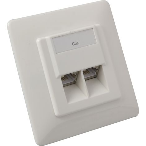 Digitus Datenanschlussdose CAT5e UP, Dose, weiß, 2x RJ-45-Buchse (1/2)