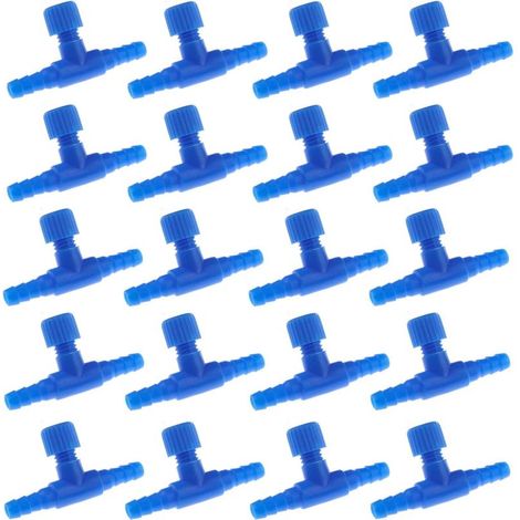 20 valvole di controllo a 2 vie, connettore a T in plastica per tubo flessibile della pompa dell'aria dell'acquario per tubi dell'aria da 4 mm per acquari e laghetti. (1/3)