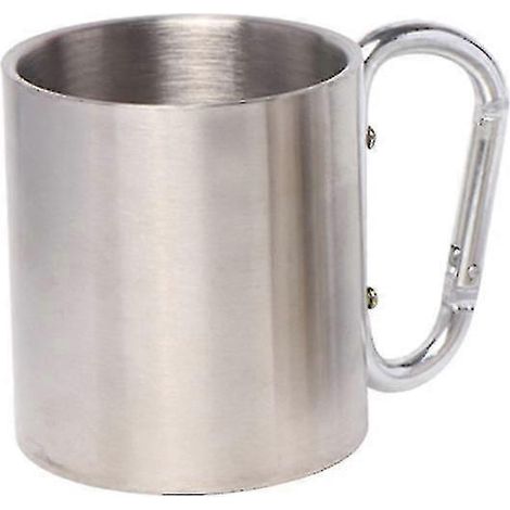 Mug d'extérieur, acier inoxydable, mousqueton, double paroi, 300 ml, poignée pliable (1/5)