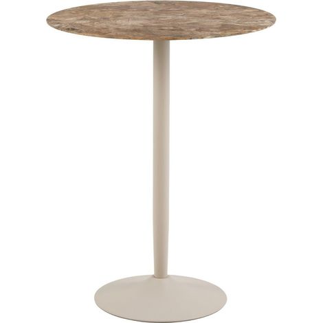 Mesa de bar Norsica 863, Mármol marrón, 105x0x0cm, Cerámica, Metal