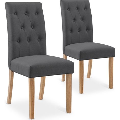 Lot de 2 chaises capitonnées Gaya tissu gris (1/3)