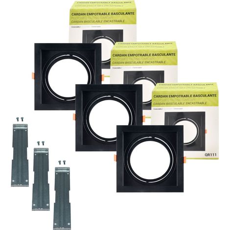 Lotto x 3 - Anello per downlight di tipo cardanico quadrato per