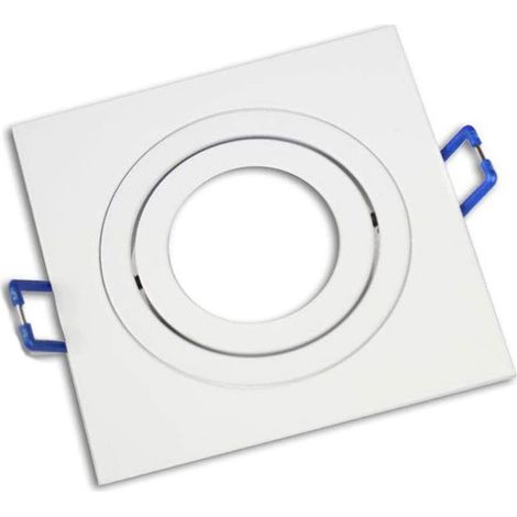 Porta faretto ad incasso quadrato acciaio orientabile portafaretto per soffitto supporto faretti con molle foro 92 mm gu10 bianco (1/2)