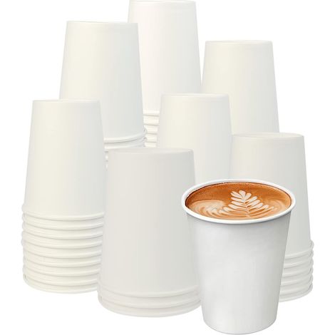 Bicchieri di carta da caffè da 300 ml - 50 pezzi per bevande calde, bicchieri ecologici bianchi (1/5)
