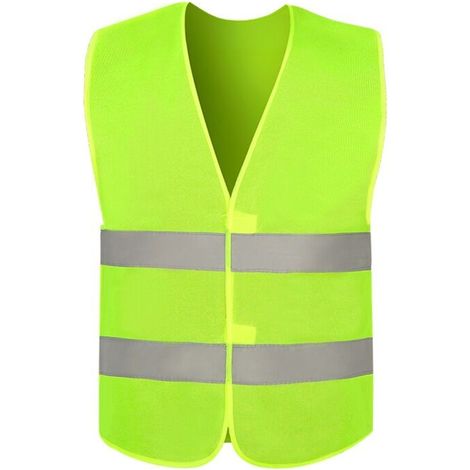 YMYNY Ensemble de 5 Gilets de Sécurité Jaune Fluo Réfléchissants - Haute Visibilité pour Cyclistes, Conducteurs, Coureurs, Éboueurs, etc. - Taille 57x67cm (1/5)