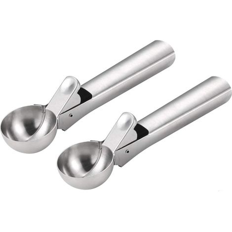 Cuillère à Glace - 2 Pcs Cuillère à Crème Glacée Réutilisable Ice Cream Scoop en Acier 304 Inoxydable avec Renforcer Cuillères Sphériques pour Cookies Servir, (1/4)