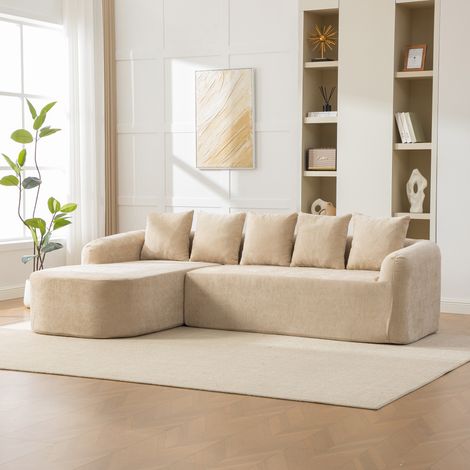 Canapé modulable compressé en tissu chenille, rembourrage en mousse haute élasticité 30D. Facile à déplacer et doté d’un dessous antidérapant, idéal pour le salon et d’autres pièces. kaki clair (1/5)