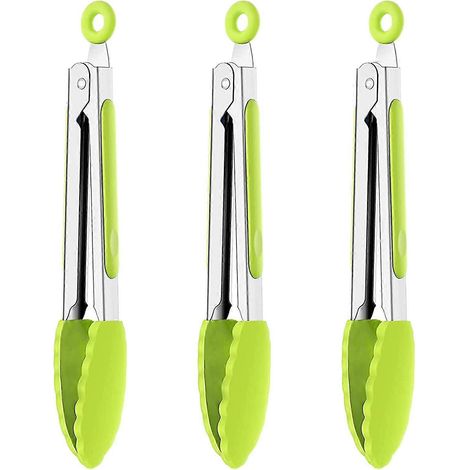 Pince à griller de 18 cm, pince de cuisine en silicone résistant à la chaleur, antidérapante, cadeau (1/5)