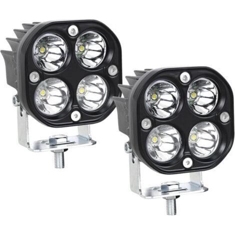 (2PCS) Phare de Travail LED Tracteur 7.6cm 3'' 40W Blanc Projecteur LED 12V 24V Etanche IP67 Feux Antibrouillard LED pour 4x4 Voiture Camion SUV Bateau Carré (1/4)