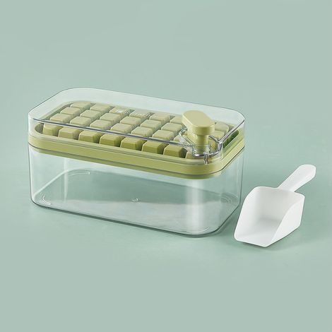 Moule à glaçons en silicone vert pour faire soi-même des glaçons à la maison. (1/5)