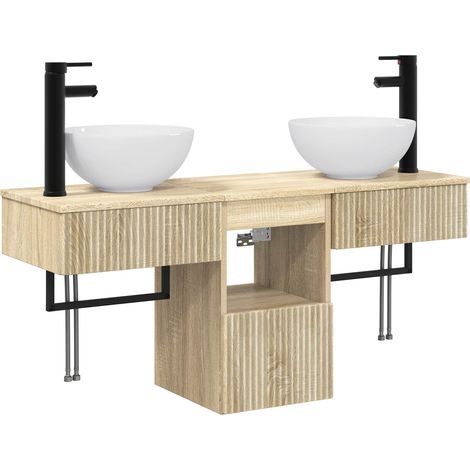 Bathroom Furniture Set 3 pcs Sonoma Oak Engineered Wood vidaXL (1/5)
