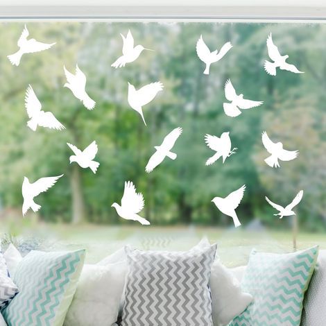 Autocollants Anti-Collision Oiseaux – 16 Stickers Réutilisables Électrostatiques, Motifs d’Oiseaux Variés, Grands Formats Translucides pour Fenêtres et Portes Vitrées Intérieures & Extérieures (1/5)