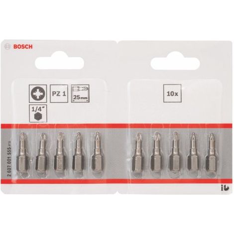 Bit per cacciavite extra duro PZ 1, 25 mm, confezione da 10