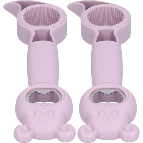 Tragbarer, universeller 4-in-1-Dosenöffner (2er-Pack), Flaschen- und Dosenöffner, Lila, praktisches Küchengerät für Getränke und Konserven (1/5)