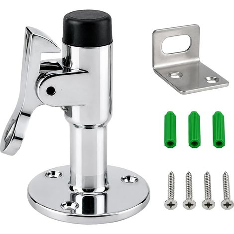 Butée de porte en acier inoxydable pour extérieur, montage mural, pour porte de jardin, porte de garage, porte de terrasse et portes lourdes, butée de porte avec tampon en caoutchouc résistant au vent (1/5)