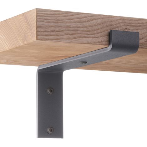 HOLZBRINK Metall Regalträger für Wandregal, Wandhalterung 250 mm, Grau, 2 Stück, HLR-Z-250-7016