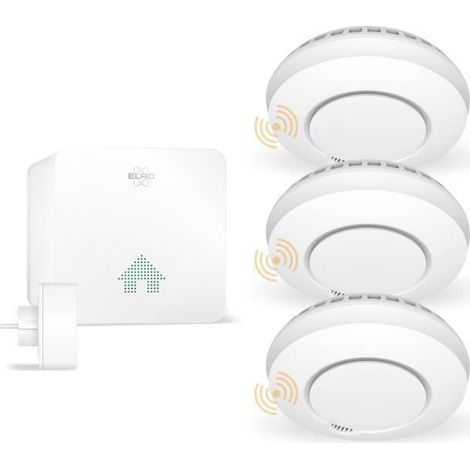 ELRO Connects SF500S Kit Détecteur de fumée - Kit complet K2 Connector + 3x Kit détecteur de fumée sans fil - Avertit par smartphone (1/4)