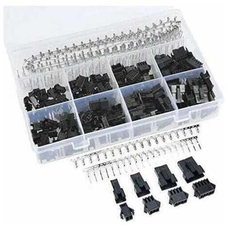 JST-SM Stecker- und Buchsen-Sortimentskit – 560-teilig – 2,5 mm 2 3 4 5-poliger schwarzer Kunststoffstecker und -buchse mit Crimp-Anschlussklemmen