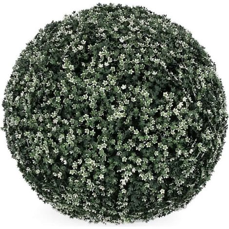 Bosso sintetico "Gypsophila" con fiori, realistico, per esterno -Ø45 cm