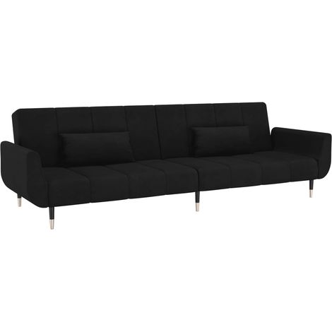 Divano letto a 2 posti trasformabile soggiorno letto per gli ospiti divano letto pieghevole per soggiorno interno casa posti a sedere con due cuscini velluto nero 020018929