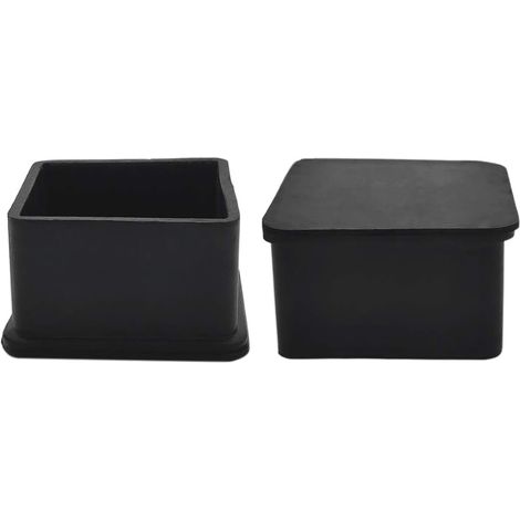 Lot de 8 pieds en caoutchouc antidérapants pour chaises, meubles et tables, 5 cm (2 pouces), carrés, noirs.