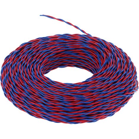 Fil électrique RVS 2x1 100m 56/0,10 PVC rouge et bleu, câble de raccordement basse tension AC300V, fil gainé polyvinyle pour installation (1/5)