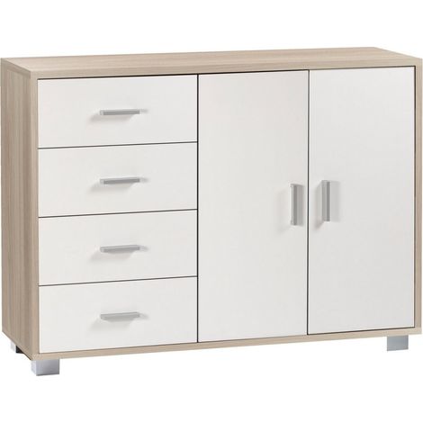 Mobile 2 Ante 4 Cassetti 116L x 41P x h86 – Finitura Olmo Chiaro e Bianco Fiammato – Sarmog (1/3)