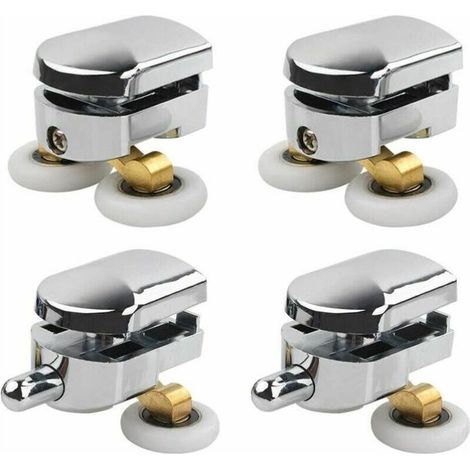 SABIR de porte de douche, 4 roulettes doubles pour porte de douche Roulettes Coulissantes Porte Roue de Remplacement pour Cabine de Douche (1/5)
