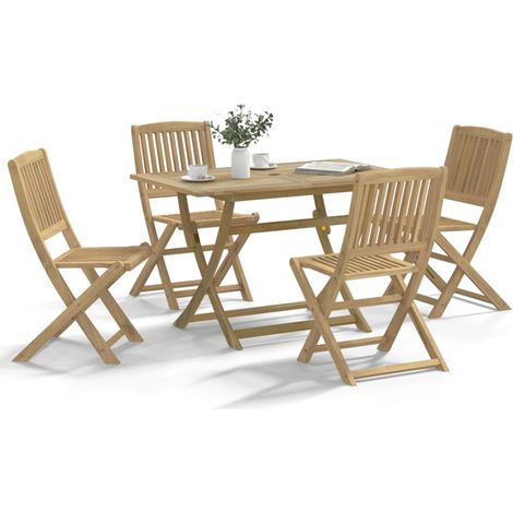 vidaXL 5 Piece Garden Dining Set Solid Wood Acacia (1/5)
