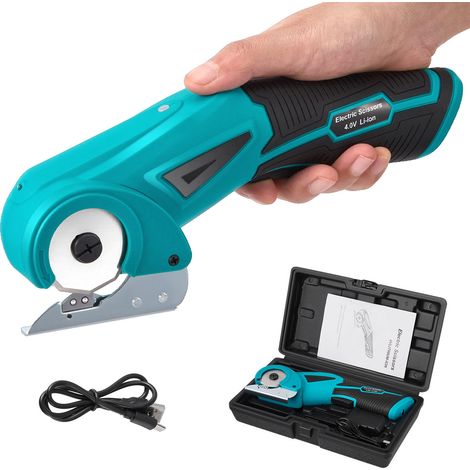 Ciseaux électriques, découpeuse de carton rotative multifonction portable, rechargeable, découpeuse de carton sans fil polyvalente, adaptée à la découpe du cuir, du carton, des tissus, du papier et de (1/5)