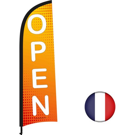 Drapeau publicitaire "OPEN" 230 x 70 cm - Interface PLV