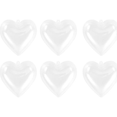 12 boules transparentes en forme de cœur (6,5 x 6,3 cm) pour bonbons, rangement, décorations de Noël à suspendre et à remplir, boîtes à décorer soi-même-6.5X6.3cm (1/2)