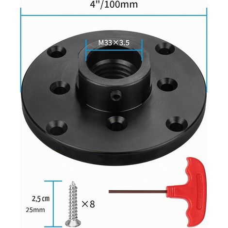 100mm Wood Lathe Faceplate Chucks, Lathe Faceplate for Spindle M33X3.5 (1/4)