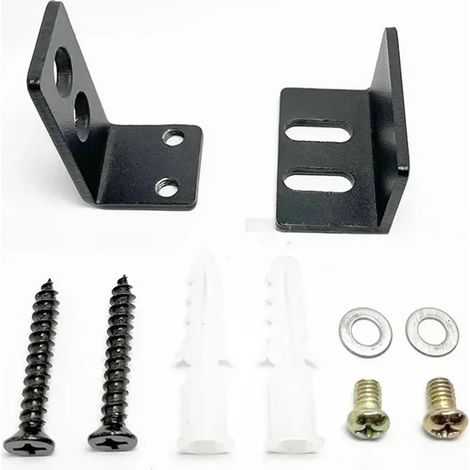 lot de 3 guide de sol pour porte coulissante, acier carbone, noir (1/5)