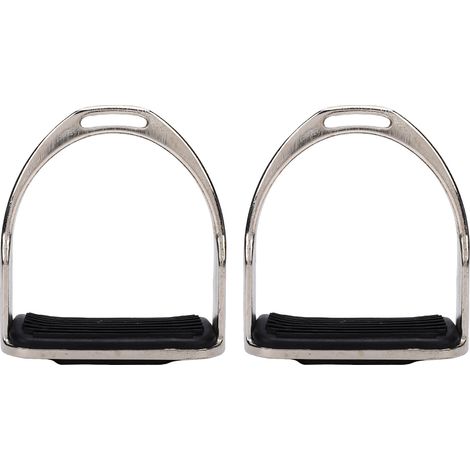 Étriers Équitation 1 Paire Acier Plaqué Caoutchouc Antidérapant Robuste Confortable pour Selle Cheval (1/4)