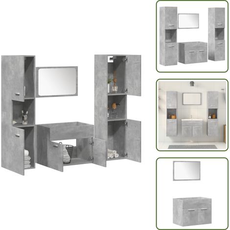 vidaXL Ensemble de meubles de salle de bain 4 pcs gris béton (1/5)