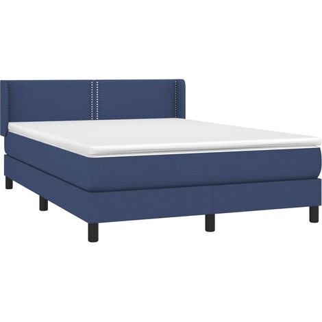 vidaXL Sommier à lattes de lit avec matelas Bleu 140x190 cm Tissu (1/5)