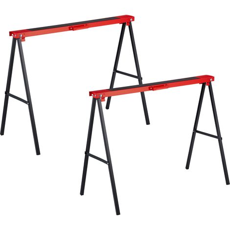Relaxdays Arbeitsbock, 2er Set, klappbar, 100 kg, HxBxT: 78 x 100 x 49 cm, Allzweckbock Werkstatt, Stahl, rot/schwarz