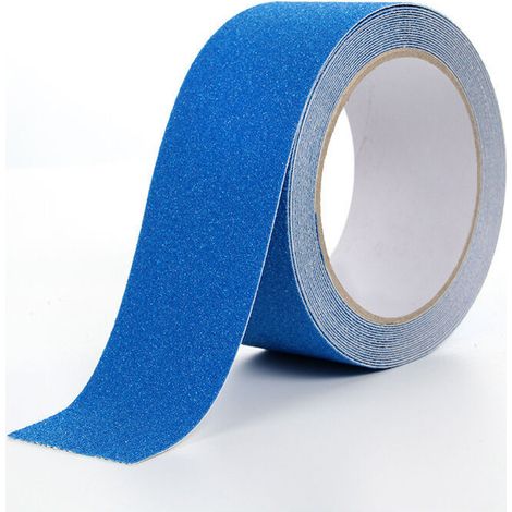 Nastro antiscivolo in PVC blu, 5 m x 5 cm, per scale, gradini, pavimenti, decorazione di sicurezza. (1/4)