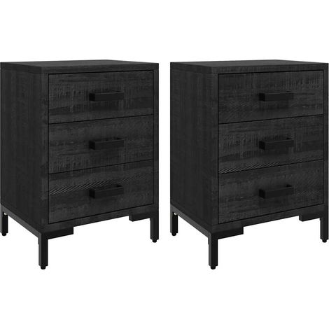 Maison Exclusive - Comodini 2 pz Neri 40x30x55 cm in Legno Massello di Pino